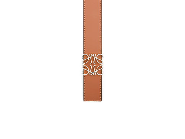 Loewe Loewe Reversible Anagram Belt 28MM In Smooth Calfskin With Palladium Hardware Tan-Black - view 4