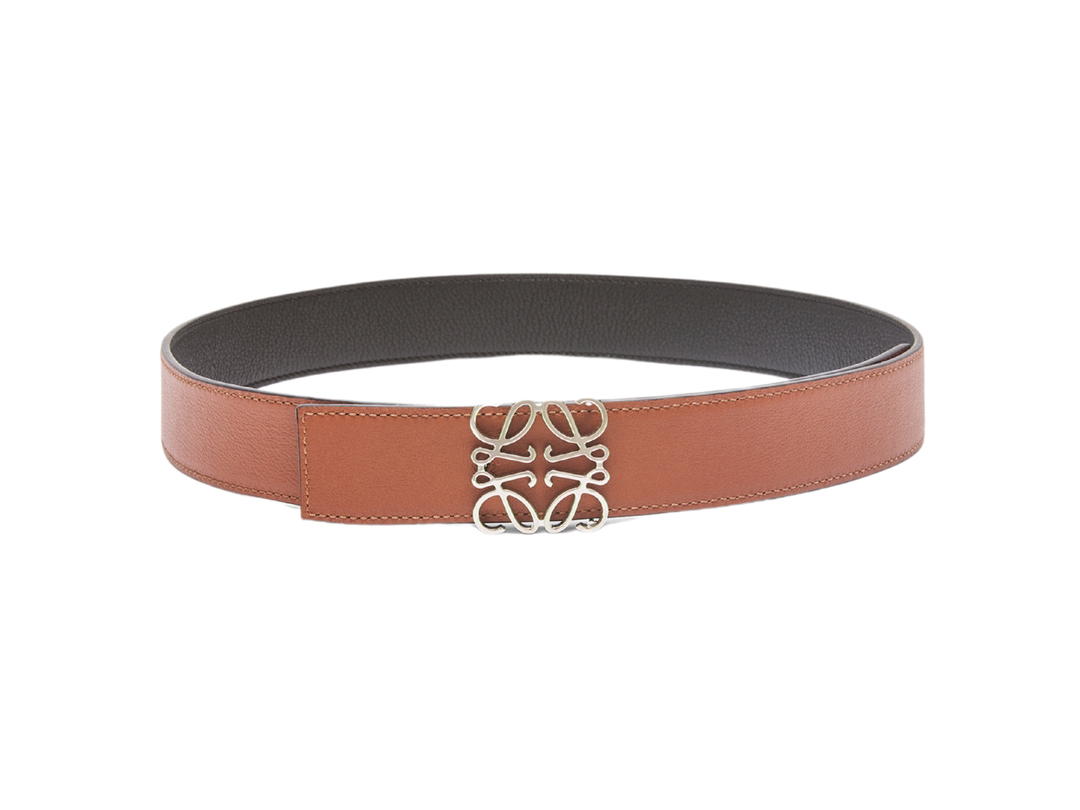 Loewe Loewe Reversible Anagram Belt 35MM In Soft Grained-Smooth Calfskin With Palladium Hardware Black-Rust-Palladium
