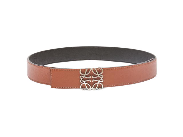Loewe Loewe Reversible Anagram Belt 35MM In Soft Grained-Smooth Calfskin With Palladium Hardware Black-Rust-Palladium - view 1
