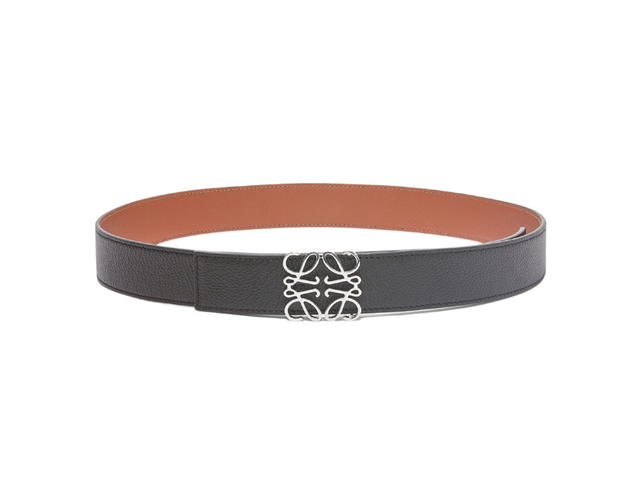 Loewe Loewe Reversible Anagram Belt 35MM In Soft Grained-Smooth Calfskin With Palladium Hardware Black-Rust-Palladium - view 2