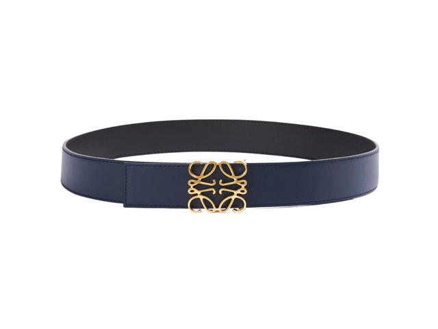 Loewe Loewe Reversible Anagram Belt In Smooth Calfskin And Brass Black Navy Gold - view 2