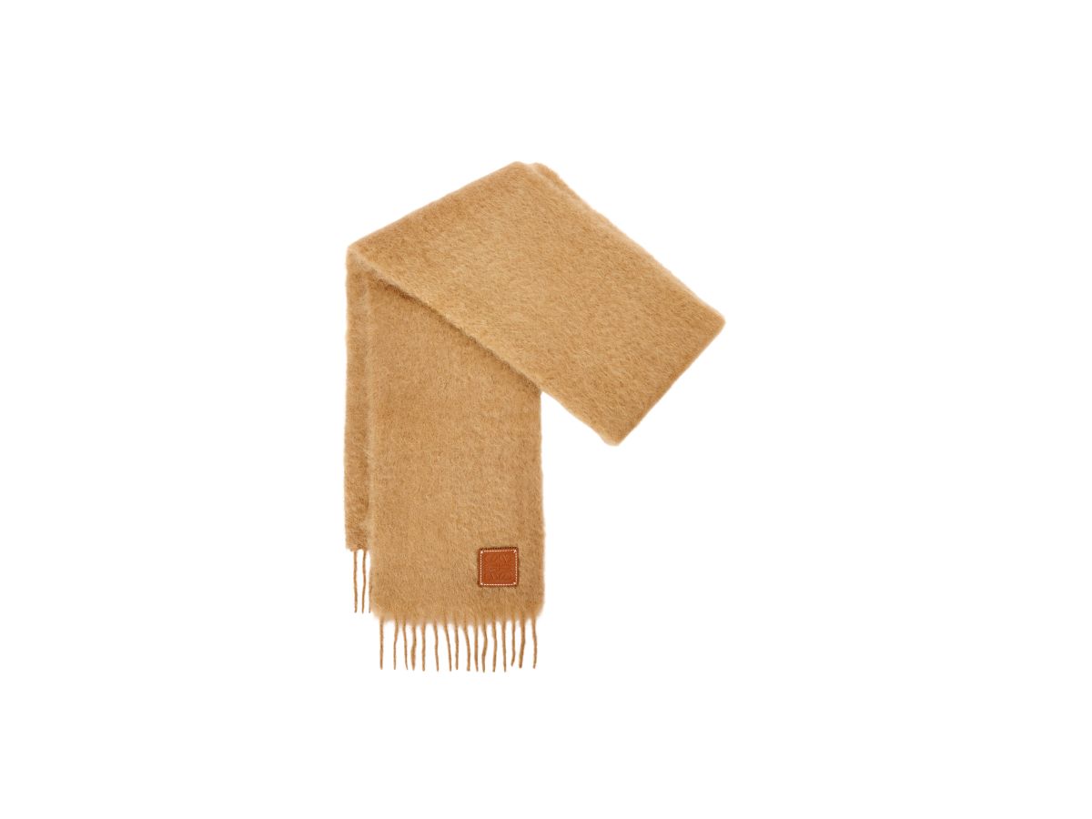 Loewe Loewe Scarf In Mohair And Wool Camel