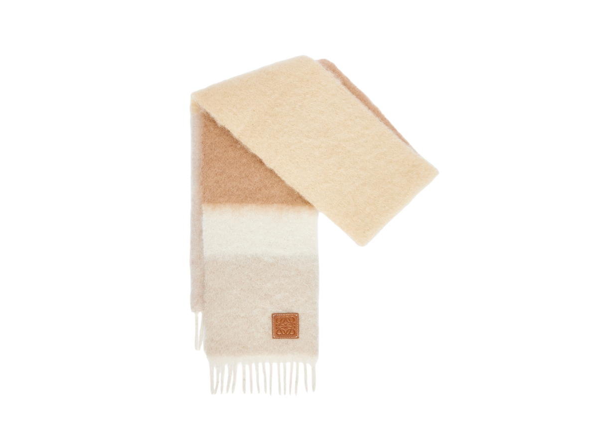 Loewe Loewe Scarf In Mohair And Wool Light Beige-Multicolor