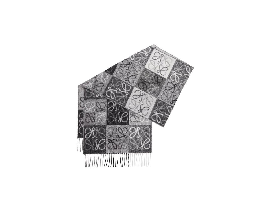 Loewe Loewe Scarf In Wool And Cashmere Black-White