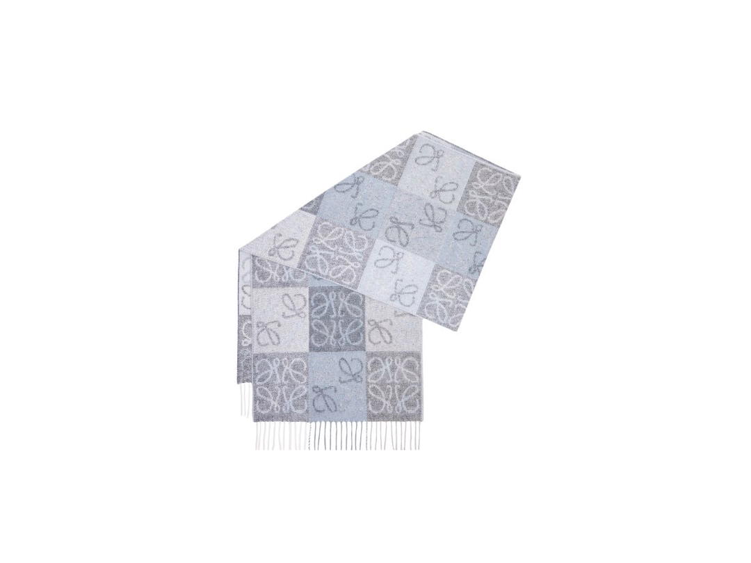 Loewe Loewe Scarf In Wool And Cashmere Blue-White