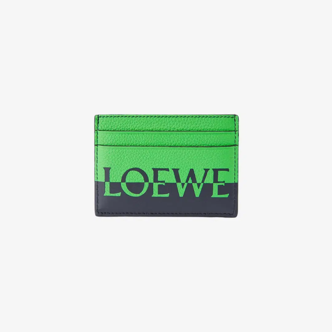 Loewe Loewe Signature Plain Card Holder in Calfskin Apple Green Deep Navy