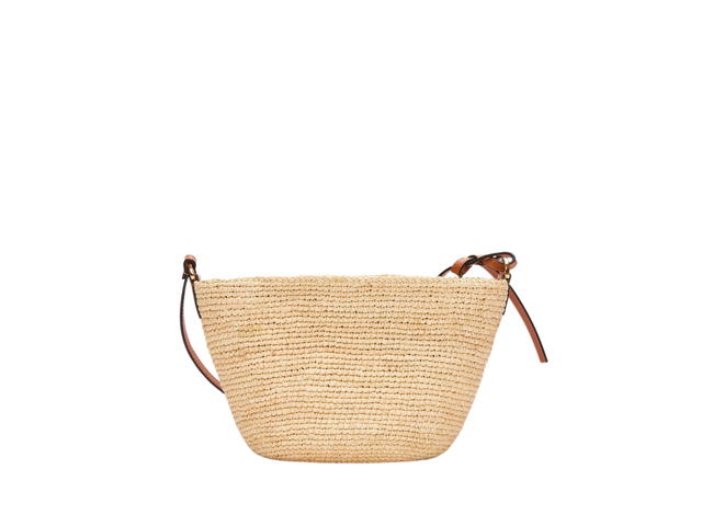 Loewe Loewe Slit Pochette Bag In Raffia And Calfskin With Gold Metallic Colour Natural Tan - view 2
