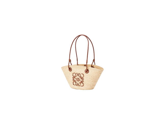 Loewe Loewe Small Anagram Basket Bag In Iraca Palm And Calfskin Natural-Tan - view 2
