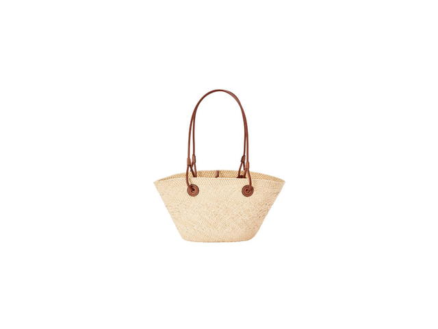 Loewe Loewe Small Anagram Basket Bag In Iraca Palm And Calfskin Natural-Tan - view 3
