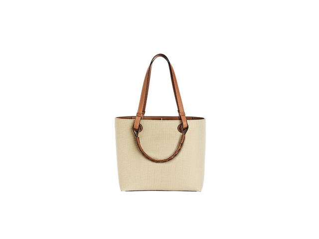 Loewe Loewe Small Anagram Tote Bag In Jacquard And Calfskin Ecru Tan - view 2
