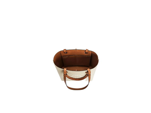 Loewe Loewe Small Anagram Tote Bag In Jacquard And Calfskin Ecru Tan - view 3