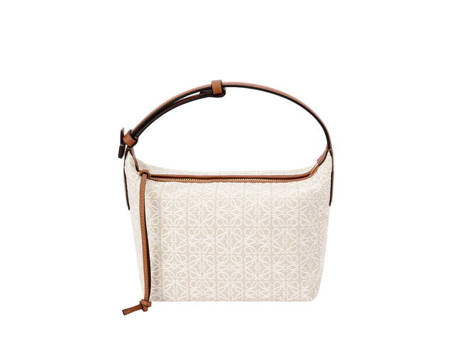 Loewe Loewe Small Cubi Bag In Anagram Jacquard And Calfskin With Gold Metallic Ecru Tan - view 1