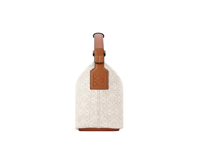 Loewe Loewe Small Cubi Bag In Anagram Jacquard And Calfskin With Gold Metallic Ecru Tan - view 2