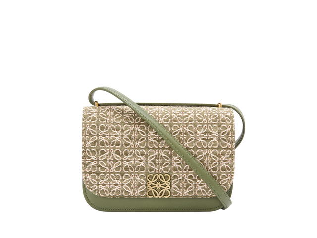 Loewe Loewe Small Goya Bag In Anagram Jacquard And Calfskin Avocado Green - view 1
