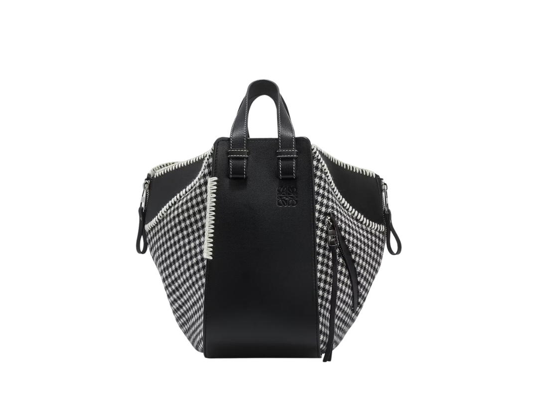 Loewe Loewe Small Hammock Bag In Calfskin Tweed With Palladium Hardware Black