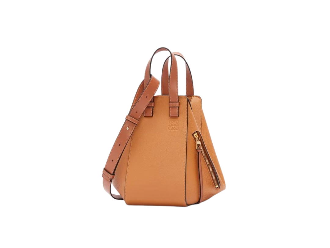 Loewe Loewe Small Hammock Bag In Soft Grained Calfskin With Gold Metallic Colour Light Caramel