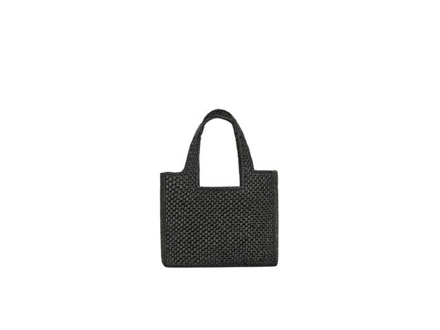 Loewe Loewe Small Loewe Font Tote In Raffia Black - view 2