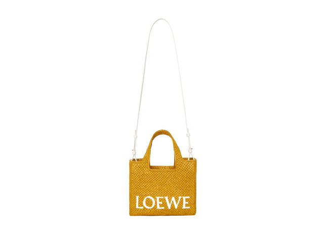 Loewe Loewe Small Loewe Font Tote In Raffia Ochre - view 3