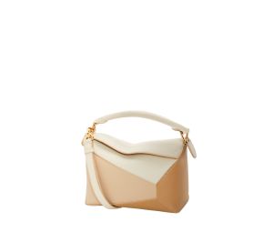 Loewe Small Puzzle Bag In Classic Calfskin Angora-Dusty Beige-Gold