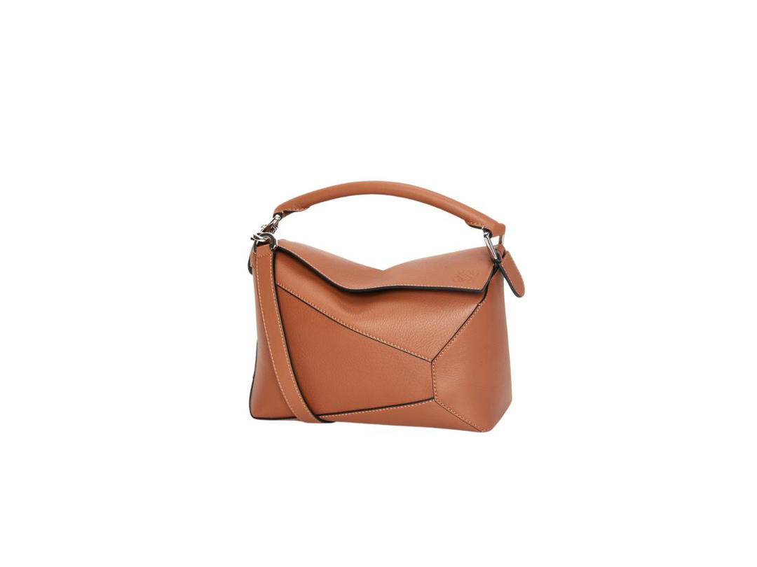 Loewe Loewe Small Puzzle Bag In Classic Calfskin With Palladium Metallic Tan