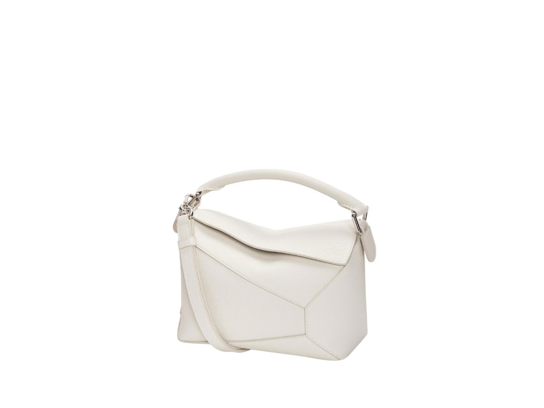 Loewe Loewe Small Puzzle Bag In Soft Grained Calfskin With Palladium Hardware Soft White