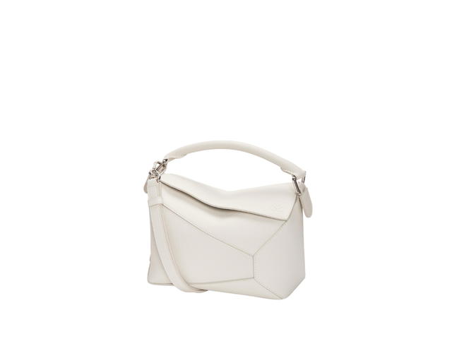 Loewe Loewe Small Puzzle Bag In Soft Grained Calfskin With Palladium Hardware Soft White - view 1