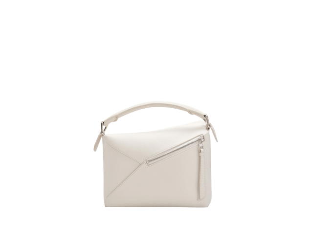 Loewe Loewe Small Puzzle Bag In Soft Grained Calfskin With Palladium Hardware Soft White - view 2