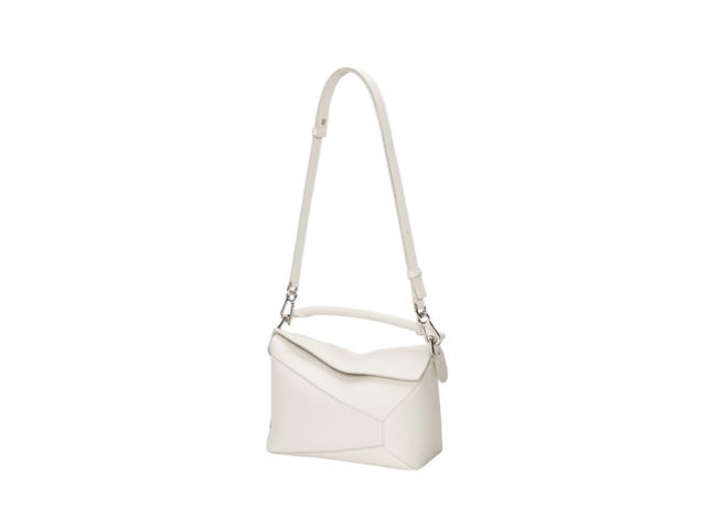 Loewe Loewe Small Puzzle Bag In Soft Grained Calfskin With Palladium Hardware Soft White - view 3