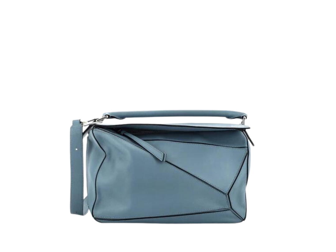 Loewe Loewe Small Puzzle Bag Soft Grained Calfskin With Silver Metallic Blue