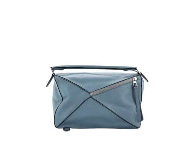 Loewe Loewe Small Puzzle Bag Soft Grained Calfskin With Silver Metallic Blue - view 2