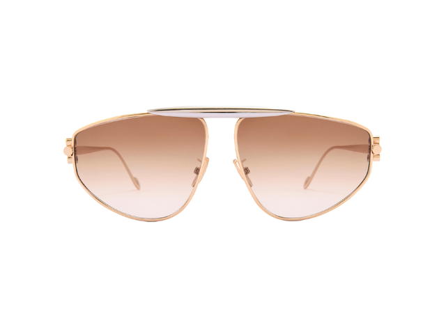 Loewe Loewe Spoiler New Aviator Sunglasses In Metal With 3D Gold Finish Loewe Anagram On The Arm Winter Brown - view 1