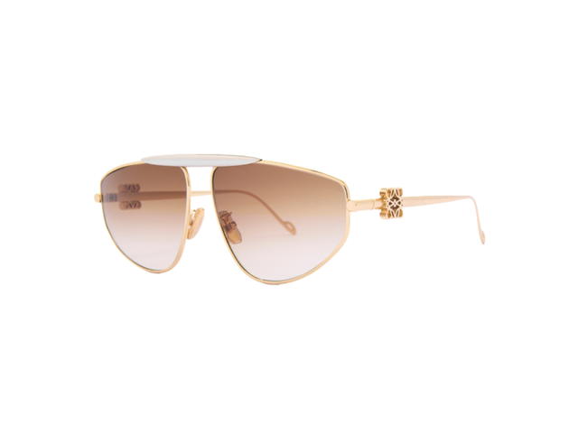 Loewe Loewe Spoiler New Aviator Sunglasses In Metal With 3D Gold Finish Loewe Anagram On The Arm Winter Brown - view 2