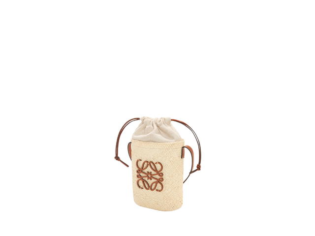 Loewe Loewe Square Pocket In Iraca Palm And Calfskin With Natural Tan - view 2