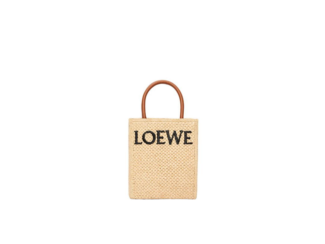 Loewe Loewe Standard A5 Tote Bag In Raffia Natural Black