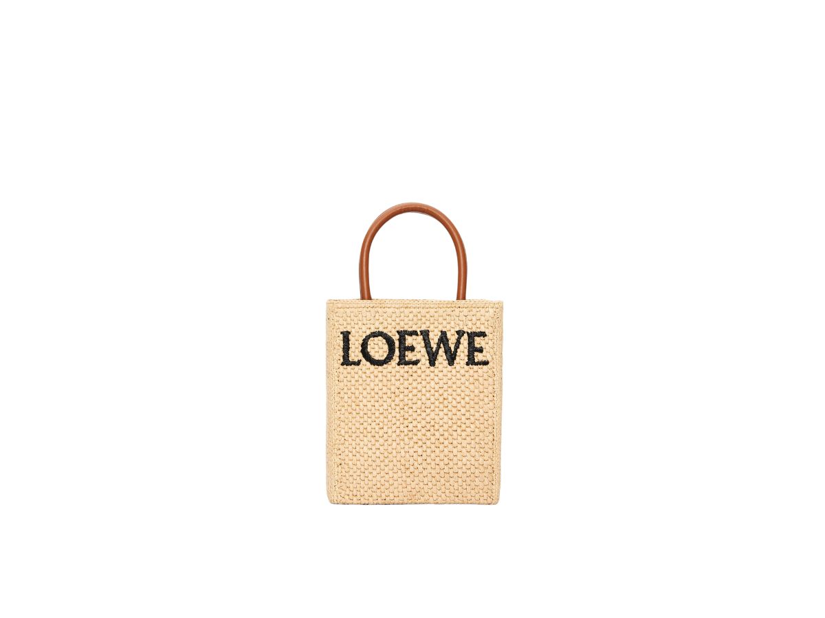 Loewe Loewe Standard A5 Tote Bag In Raffia Natural Black