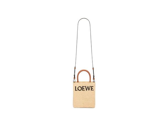 Loewe Loewe Standard A5 Tote Bag In Raffia Natural Black - view 3