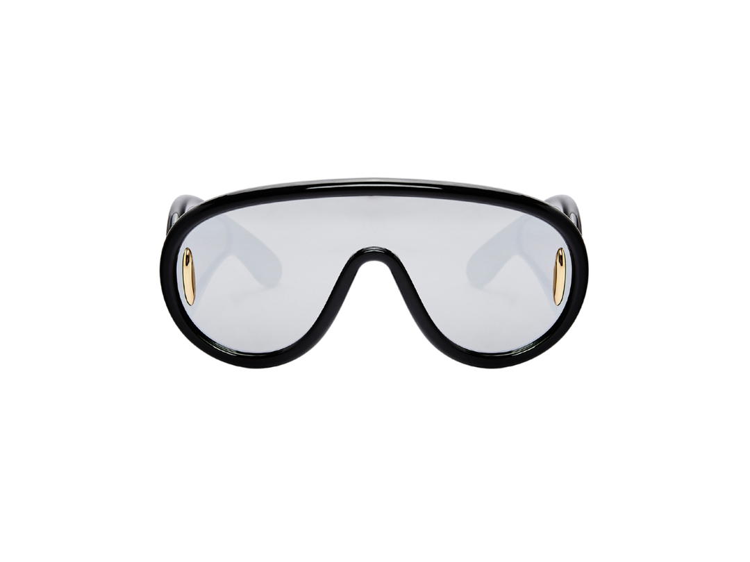 Loewe Loewe Wave Mask Sunglasses In Black Acetate Frame With Smoke Mirror Lenes