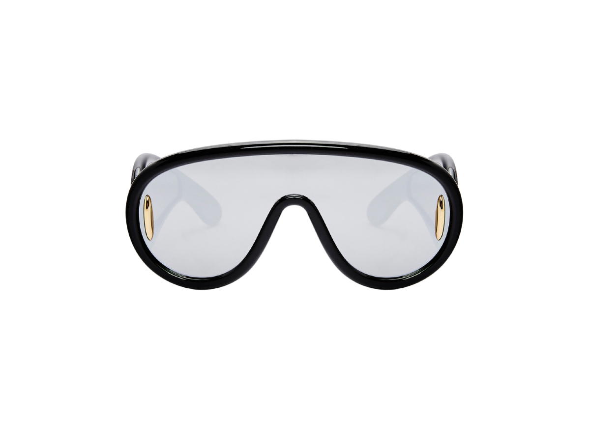 Loewe Loewe Wave Mask Sunglasses In Black Acetate Frame With Smoke Mirror Lenes