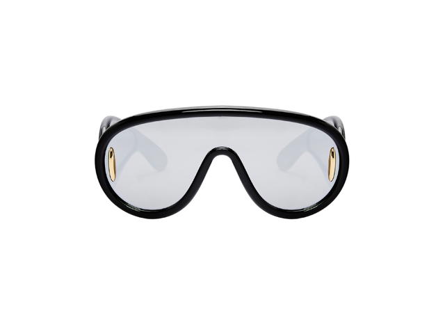 Loewe Loewe Wave Mask Sunglasses In Black Acetate Frame With Smoke Mirror Lenes - view 1