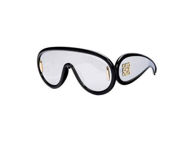 Loewe Loewe Wave Mask Sunglasses In Black Acetate Frame With Smoke Mirror Lenes - view 2
