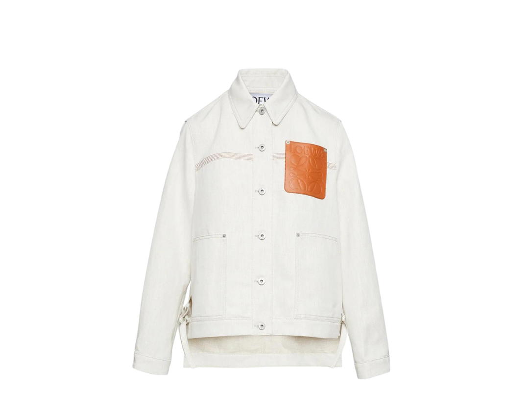Loewe Loewe Workwear Jacket In Cotton And Linen Ecru