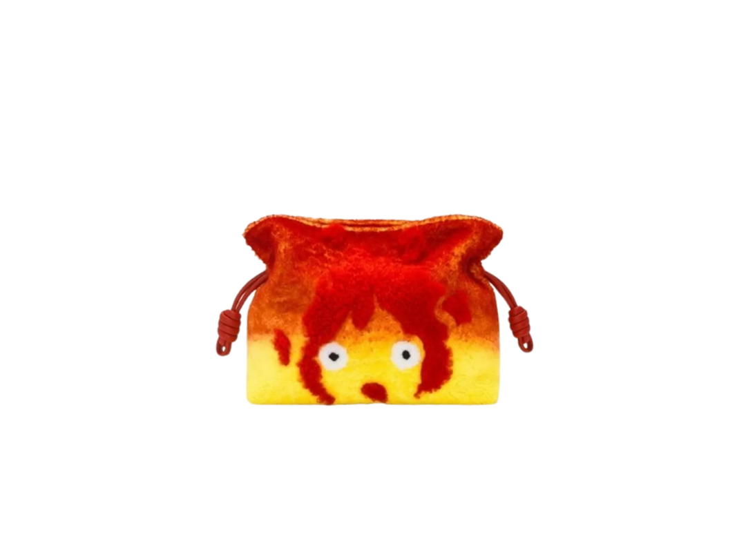 Loewe Loewe x Howls Calcifer Flamenco Clutch In Shearling With Gold-Tone Hardware