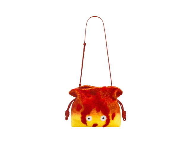 Loewe Loewe x Howls Calcifer Flamenco Clutch In Shearling With Gold-Tone Hardware - view 3