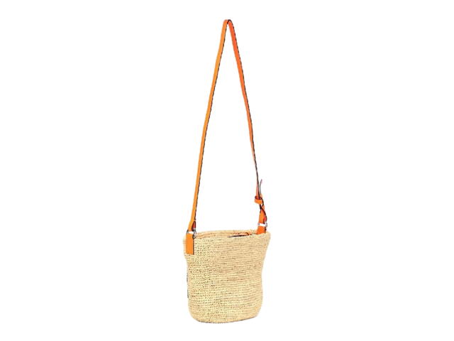 Loewe Loewe X Paula's Pochette Raffia And Leather Basket Bag In Natural-Neon Orange - view 2