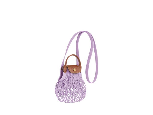 Longchamp Long Champ Le Pliage Filet Mesh Bag XS In Cotton Fabric With Gold Color Hardware Violet - view 2