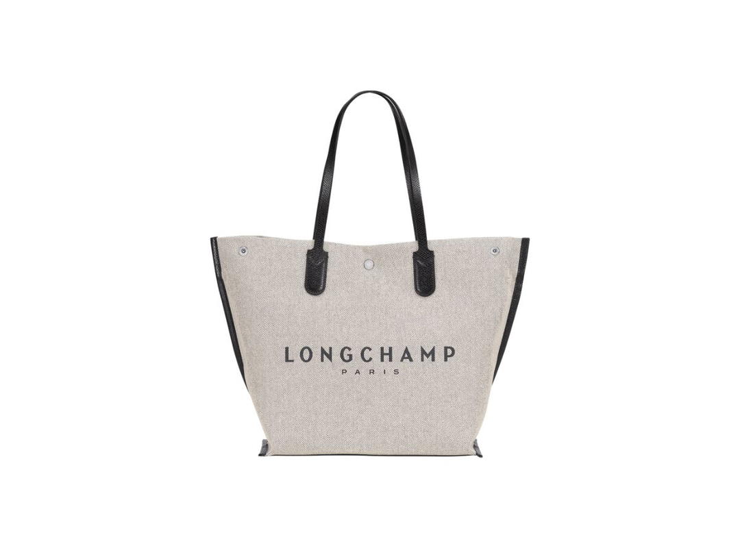 Longchamp Longchamp Essential L Tote Bag In Canvas With Silver Color Metallic Hardware Ecru