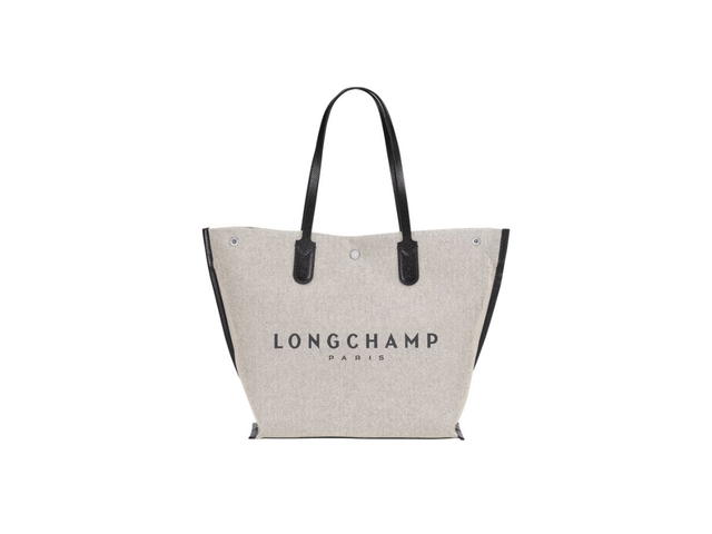 Longchamp Longchamp Essential L Tote Bag In Canvas With Silver Color Metallic Hardware Ecru - view 1