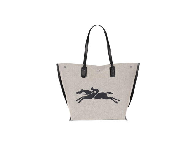 Longchamp Longchamp Essential L Tote Bag In Canvas With Silver Color Metallic Hardware Ecru - view 3