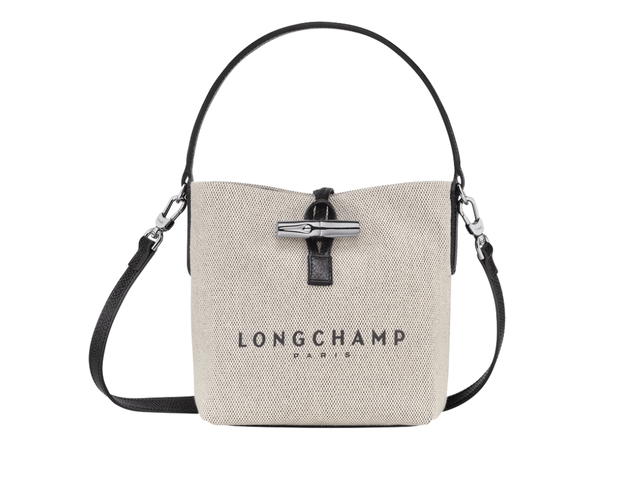 Longchamp Longchamp Essential XS Bucket bag Flecked cotton canvas Silver Hardware Ecru - view 1