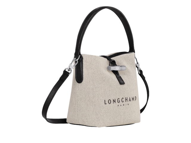Longchamp Longchamp Essential XS Bucket bag Flecked cotton canvas Silver Hardware Ecru - view 3